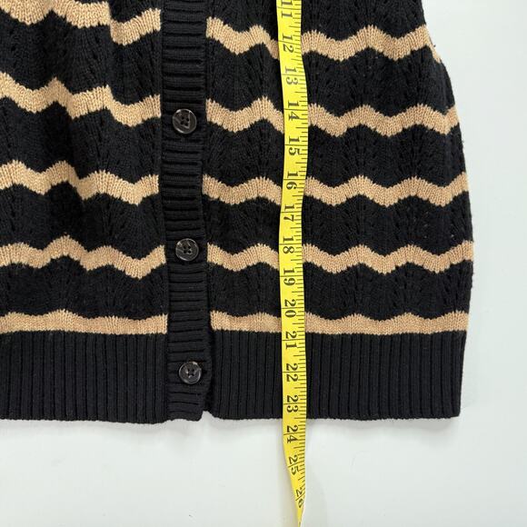 Rails Cardigan Sweater Womens XL Black Camel Stripe Isla Puff Sleeve Button - Picture 11 of 13